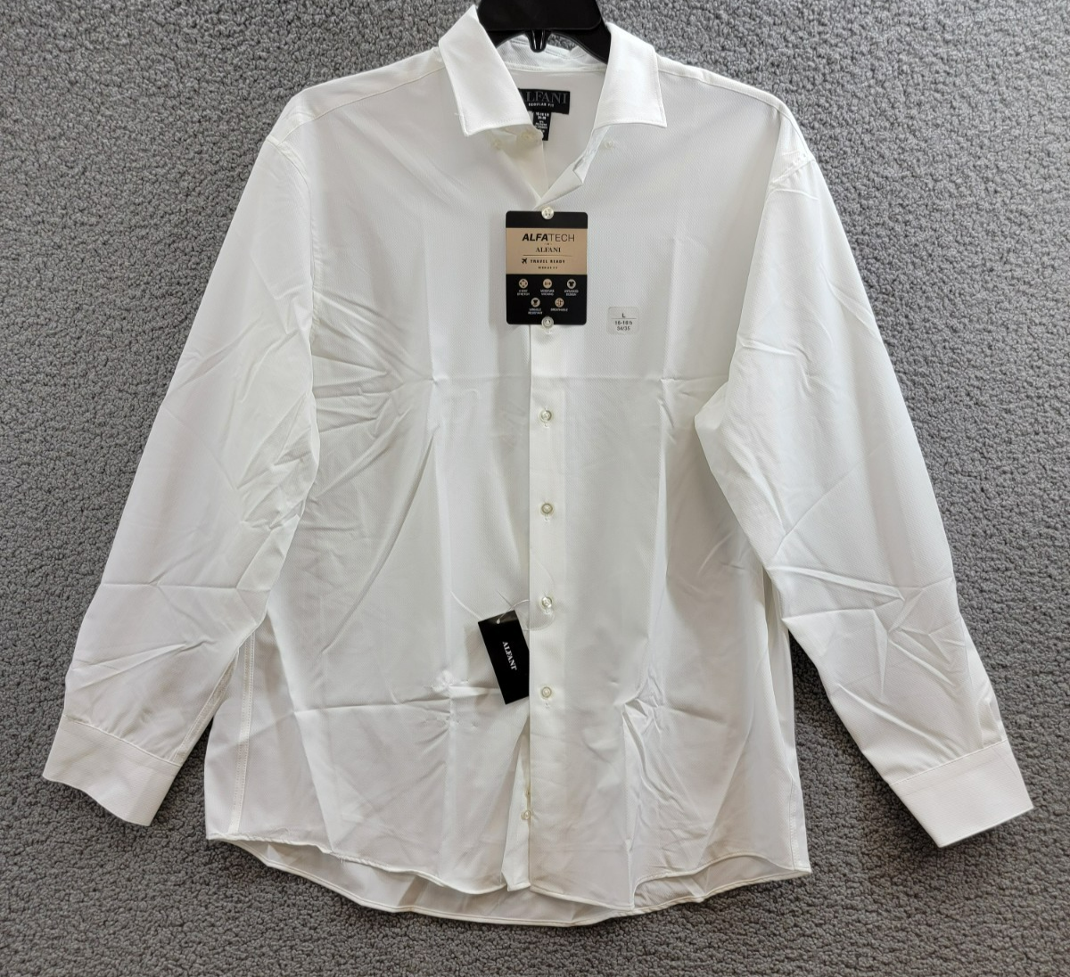 Alfani Regular Fit Travel Ready Solid Dress Shirt Men's 16-16.5 34-35 White L/S - Picture 2 of 19