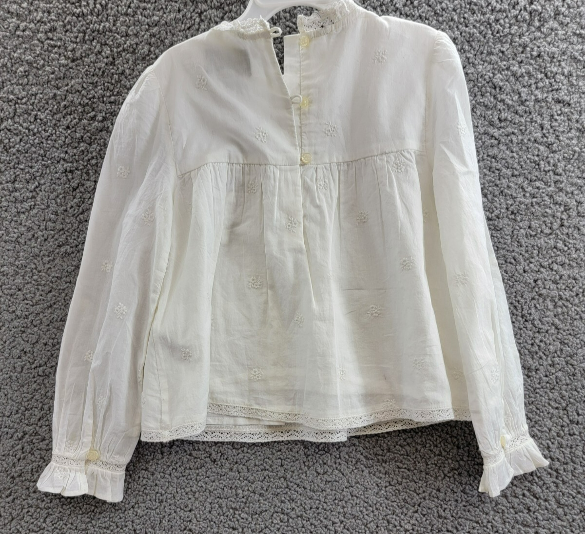 Ralph Lauren Embroidered Voile Top Girls' 6 White Collared Ruffled Button Back - Picture 11 of 17