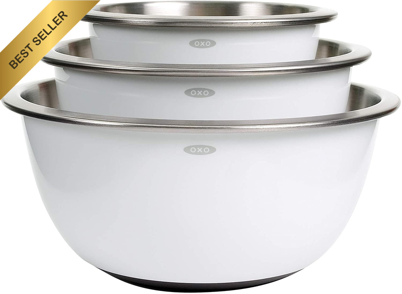 Good Grips 3-Piece Stainless-Steel Mixing Bowl Set, White