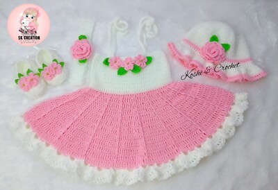BABY GIRL FROCK NEWBORN 0-3 MONTH CROCHET COMFORTABLE WOOL TUTU SHORT DRESS KNIT