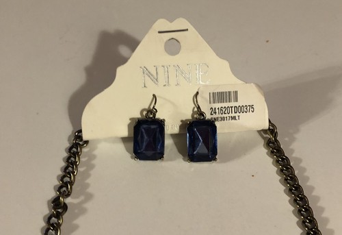 Bright Colorful Necklace and Earring Set by Nine Brand New Purples- Blues- Reds