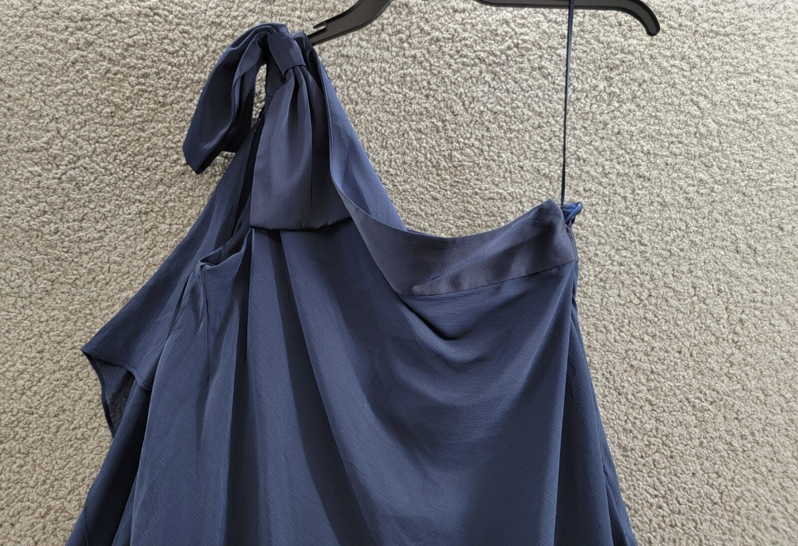 Lauren Ralph Lauren One Shoulder Mini Dress Women's 8 Navy Side Zip Closure - Picture 3 of 16