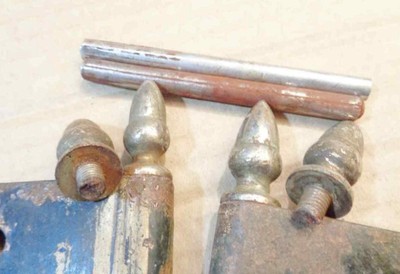 LOT OF 2 VTG heavy duty fancy HINGES DOOR metal chrome tips