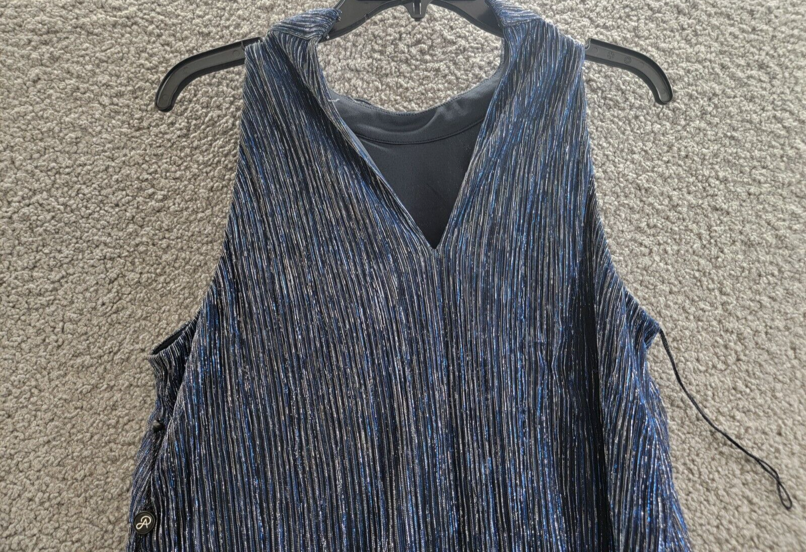 Adrianna Papell Embellished Metallic Knit Top Women's Midnight Sleeveless - Picture 10 of 15
