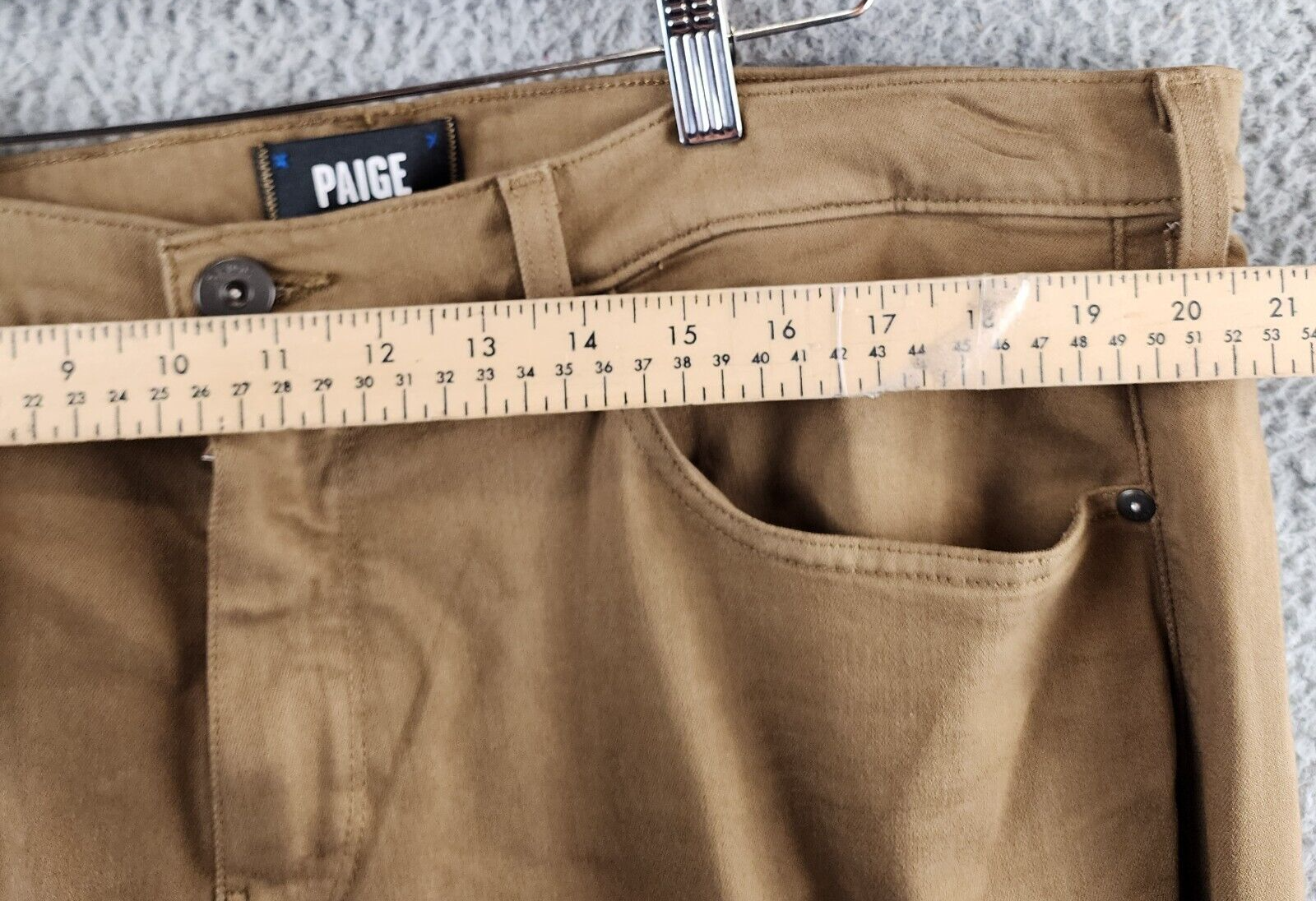 Paige Federal Slim Straight Fit Jeans Men's 40 Laurel Tan Zip Fly Button Closure - Picture 8 of 15