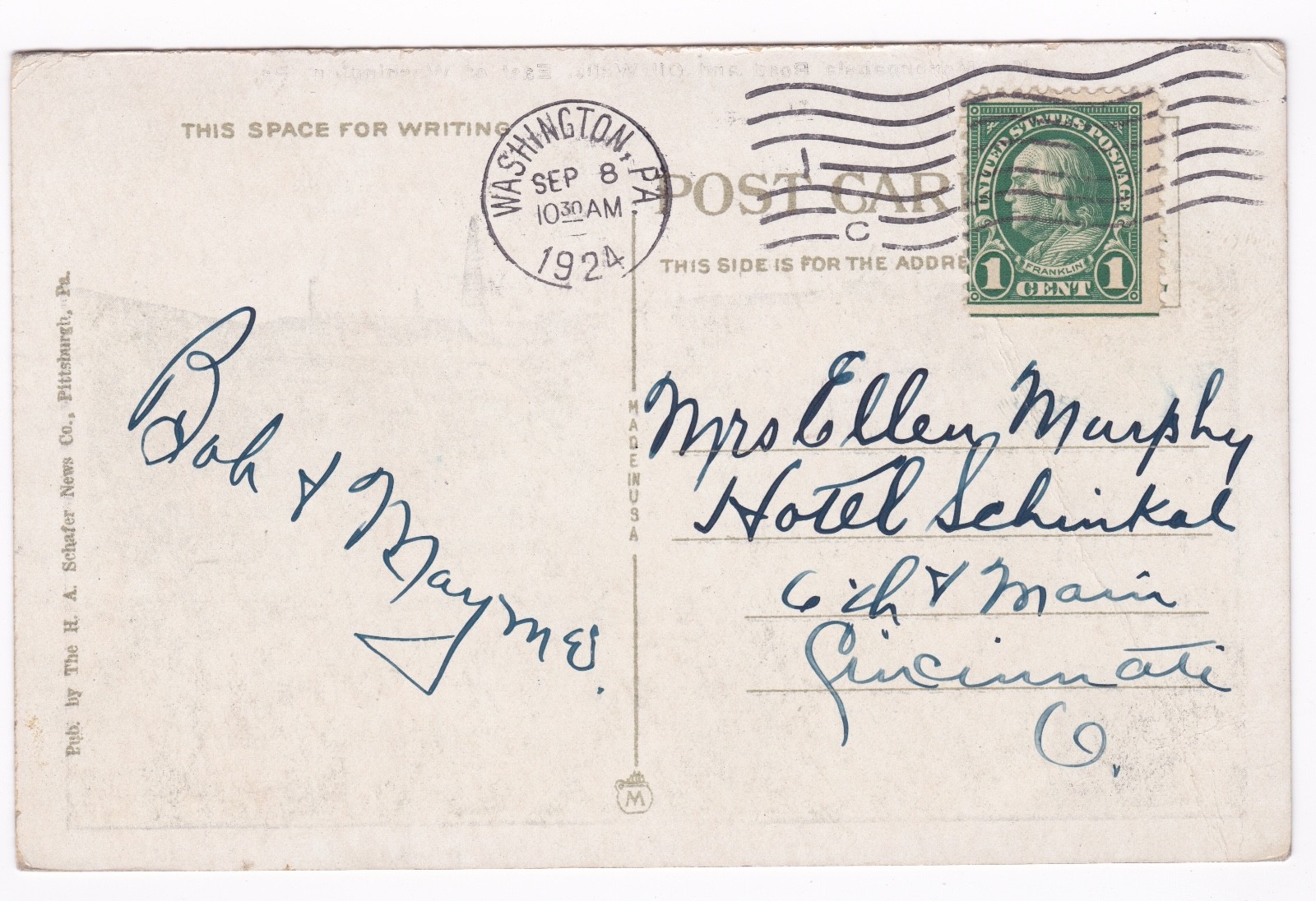 Postcard Monongahela Rd and Oil Wells East of Washington PA B3