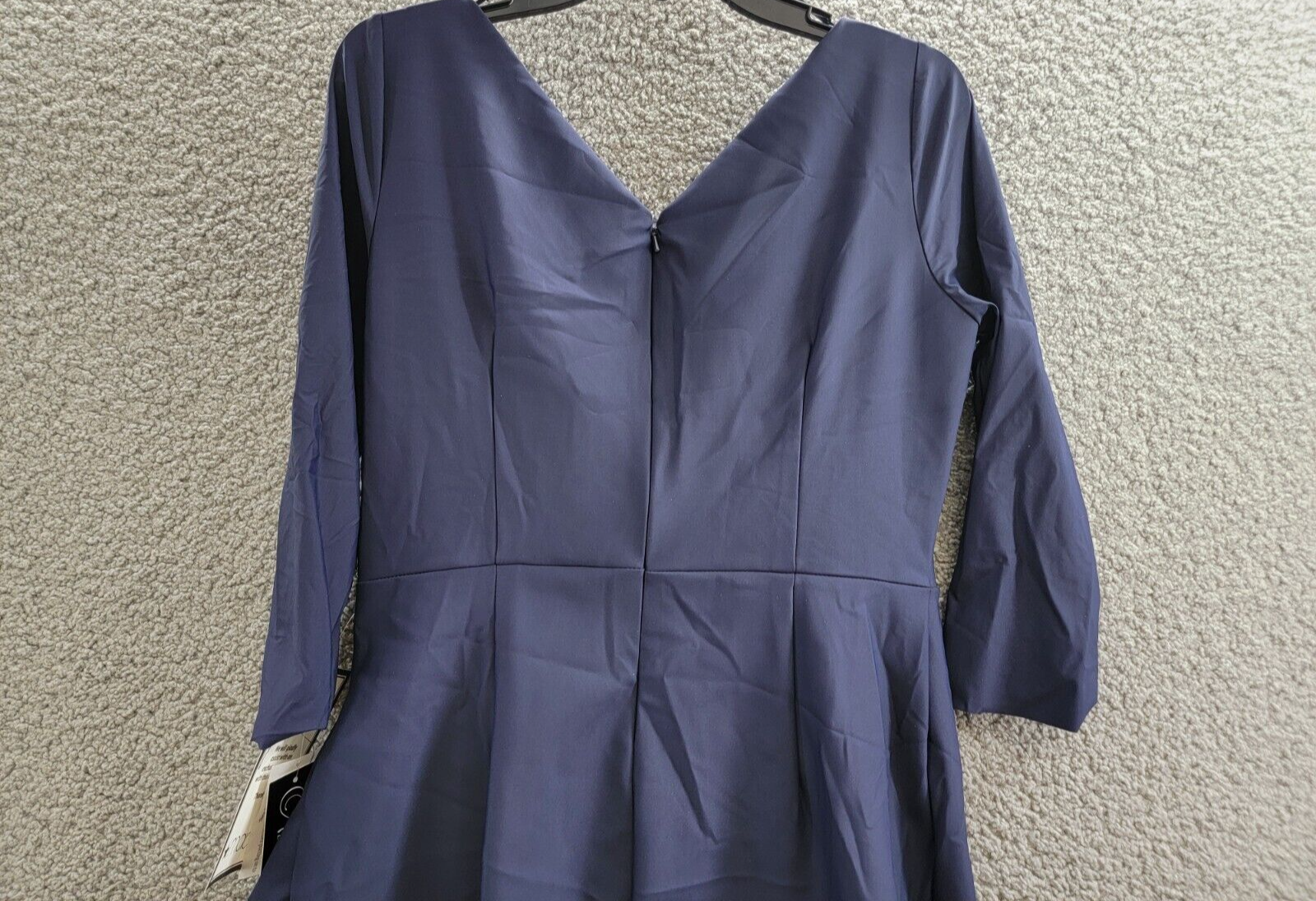 Alex Evenings 3/4-Sleeve Compression Draped Sheath Dress Womens 12 Navy Back Zip - Picture 12 of 18