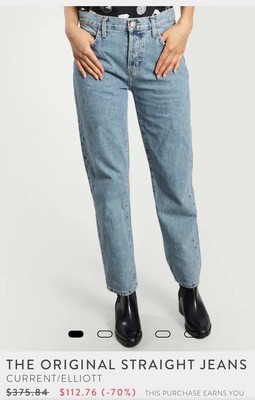 Current/Elliott The Original Straight Cropped Button Fly Size 26 Inseam 28''
