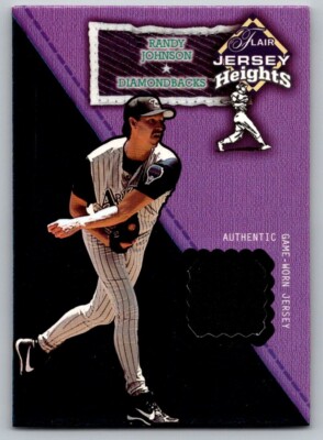 RANDY JOHNSON 2002 FLEER FLAIR JERSEY HEIGHTS GAME-WORN USED JERSEY RELIC CARD C