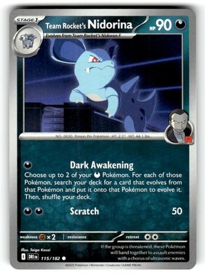 Team Rocket's Nidorina Pokemon Destined Rivals 115/182 NM