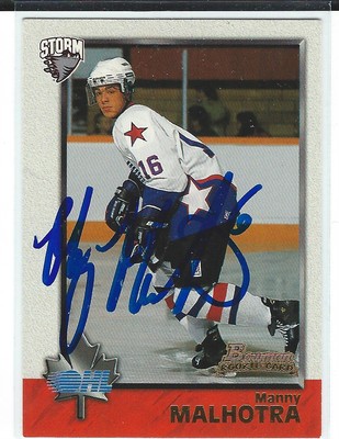 Manny Malhotra Signed 1998/99 Bowman Prospects CHL Card #10