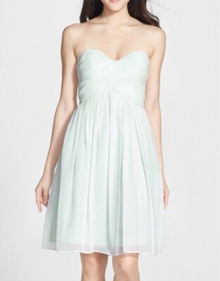 Donna Morgan Womens 'Morgan' Strapless Silk Green Chiffon Dress Size 4