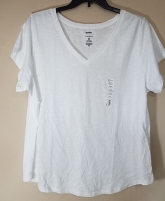 Sonoma The Everyday Tee V-Neck Short Sleeve White Shirt Top Women Size 2X NEW
