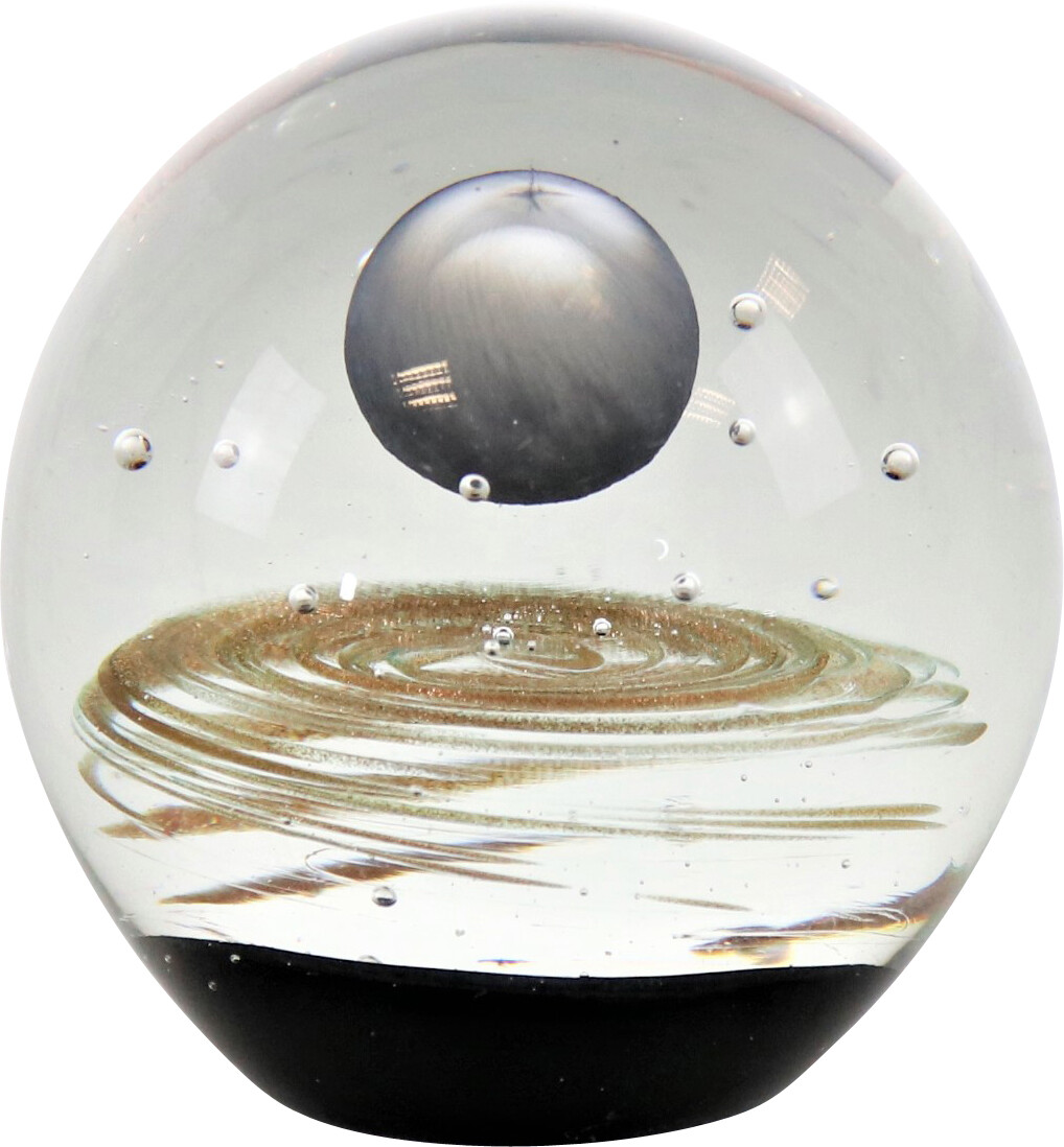 Briefbeschwerer Universum Paperweight Planeten Universe Glas NEU Grau Kern