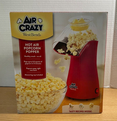 West Bend Air Crazy 3.5 Qt Popcorn Popper Hot Air Popcorn Machine 82416 New!