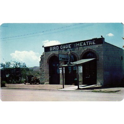 Vintage Bird Cage Theatre Postcard Tombstone Arizona The Town Too Tough To Die