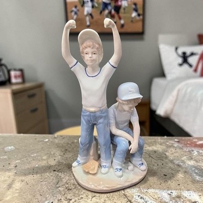Paul Sebastian Boys Baseball Players Figurine, Vtg Little League Ceramic Statue