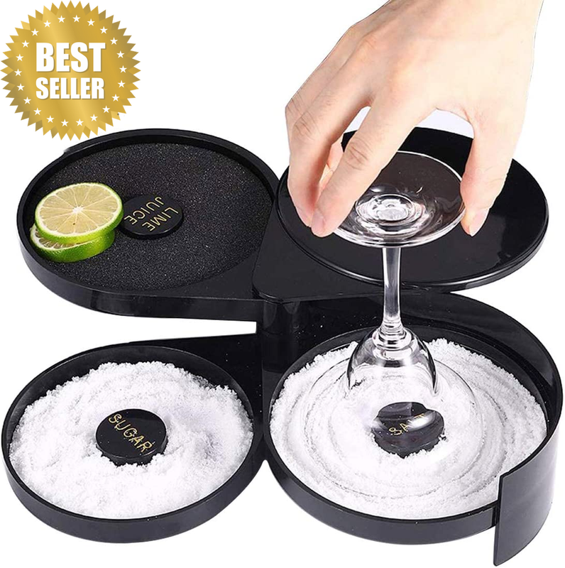 1 Pack 3 Tier Bar Glass Rimmer for Margarita and Cocktail, Bartender Tool,Salt B