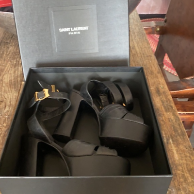 Saint laurent black sandals sale