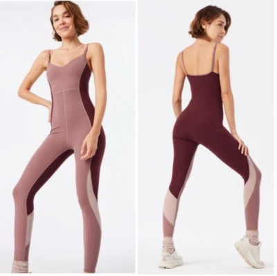 NWT Outdoor Voices Zoom Full Length Bodysuit in Deep Taupe/shiraz/mocha- Size M