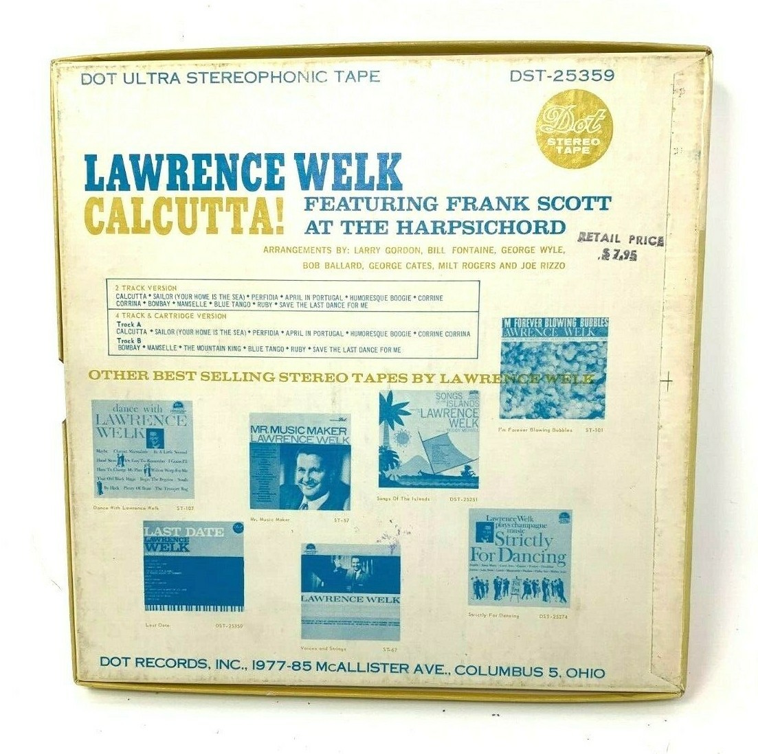REEL TO REEL CALCUTTA LAWRENCE WELK  DOT--4 TRACK, 7 & 1/2 IPS.