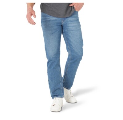 New Wrangler Mens Jeans 5 Star Relaxed Fit Flex  For Comfort Bleached Tint 44x30