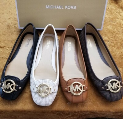  Michael Kors ballet Flat shoe MK LOGO Charm Black Vanilla Chocolate Fulton Moc