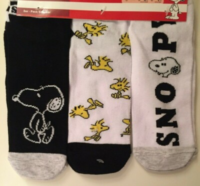 NEU Snoopy Peanuts Gr.35-38 3 PAAR Comic Damensocken Sneaker Strümpfe Schwarz