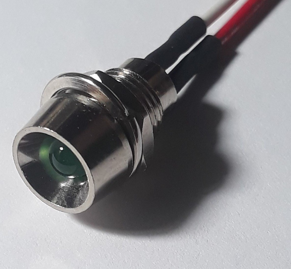 Lot of 20 Brand New 5mm Green Leds with Chrome Metal Bezel POWER ON INDICATOR