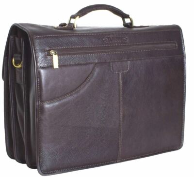 ASHWOOD LEATHER ASHWOOD LEATHER MENS CHELSEA VEG TAN GARETH HEAVY DUTY BRIEFCASE - BROWN