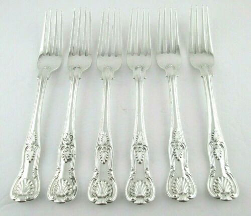 6 Antique English Sterling Silver 7 1/8" Forks KINGS Pattern 1853