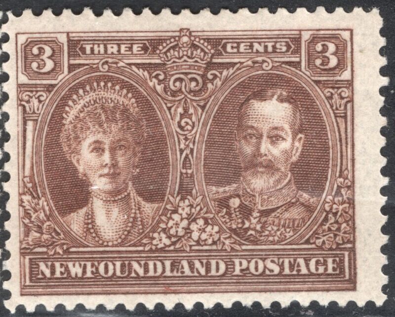 Newfoundland Stamp Scott #165, 3c, Queen Mary, George V, OG, MLH, SCV$2.00 