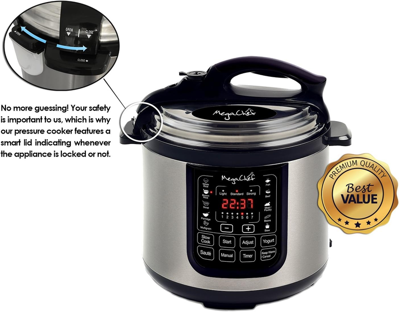MCPR120A 8 Quart Digital Pressure Cooker with 13 Pre-Set Multi Function Features