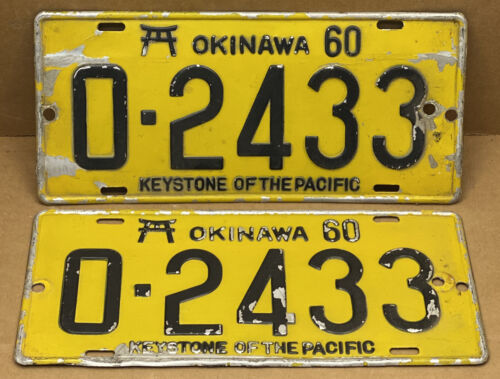 RARE ORIGINAL 1960 OKINAWA JAPAN LICENSE PLATES keystone of RARE ORIGINAL 1960 OKINAWA JAPAN LICENSE PLATES keystone of