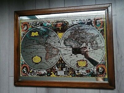 Mitchell/'s World Map Black Framed Wall Art Print Map Home Decor