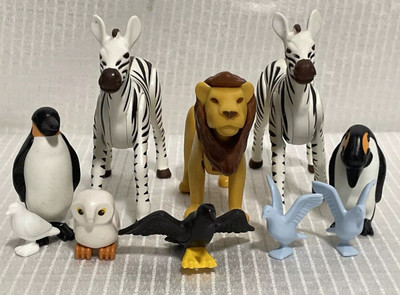 VINTAGE PLAYMOBIL ANIMALS ZEBRAS LION PENGUINS BIRDS ADD ON ACCESSORIES ONLY EUC