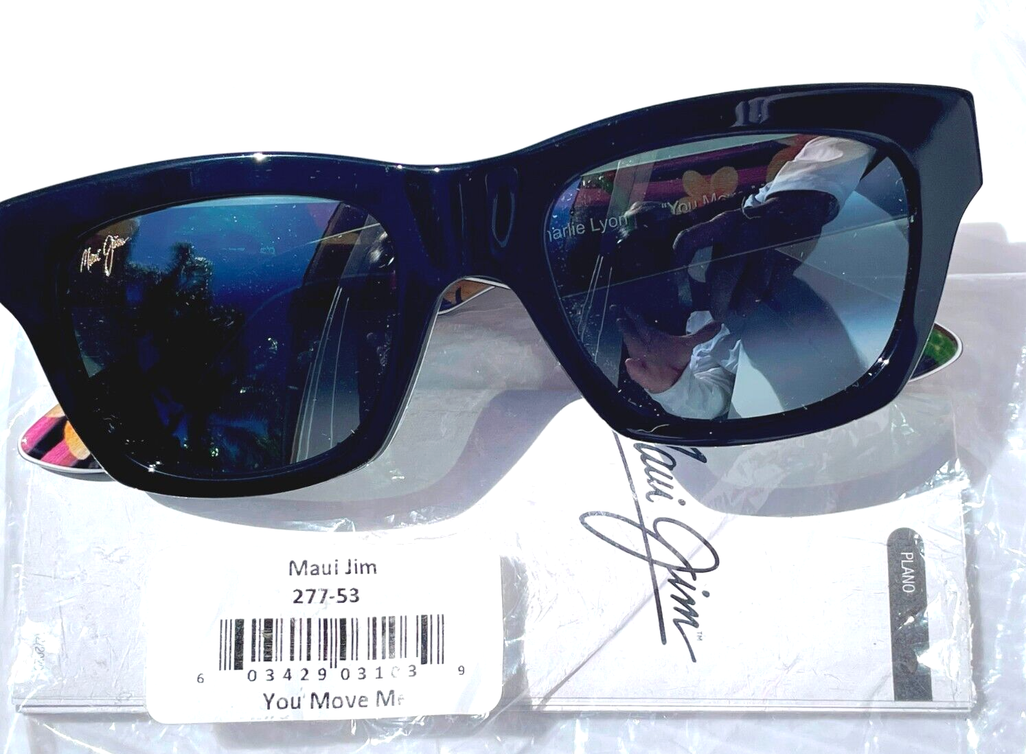 Pre-owned Maui Jim You Move Me Black & Floral Polarized Grey Gradient Sunglass 277-53 In Gray