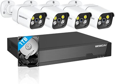 Wesecuu 4CH DVR3MP 4K Video CCTV Security Camera System AI Detection Color Night