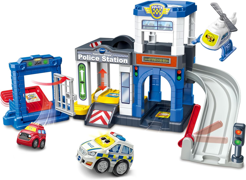 Police Station Playset Car Track Vehicles Lights Sounds Toddler VTech Toot Drive