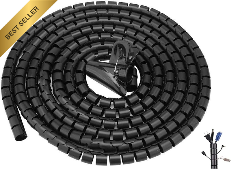 Spiral Cable Wrap - 5M Length, 20MM Diameter, Cut-To-Length, Flexible Cable Tidy