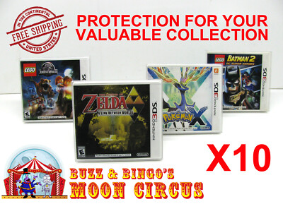 10x NINTENDO 3DS CIB GAME BOX - CLEAR PROTECTIVE BOX PROTECTOR SLEEVE CASE