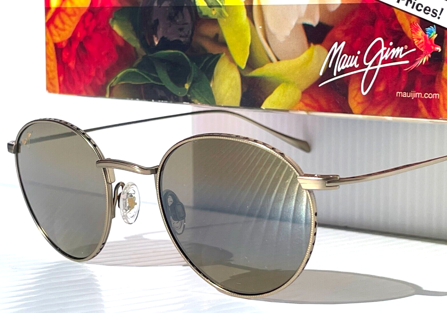 Pre-owned Maui Jim North Star Gold Titanium Polarized Bronze Lens Sunglass H757-16m