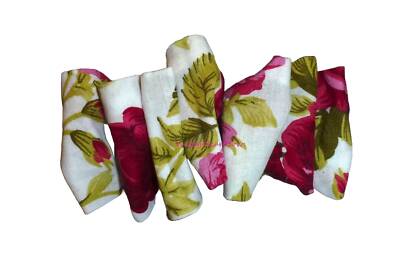 Red green white floral Ladies Hair Barrette scarf Hand crafted over sized hair