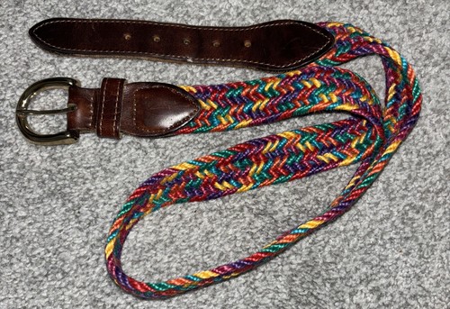 Genuine Leather Belt Braided Woven Multi Color Real Leather Vintage Belt Size M Accessories | Genuine Leather Belt Braided Woven Multi Color  main image 3