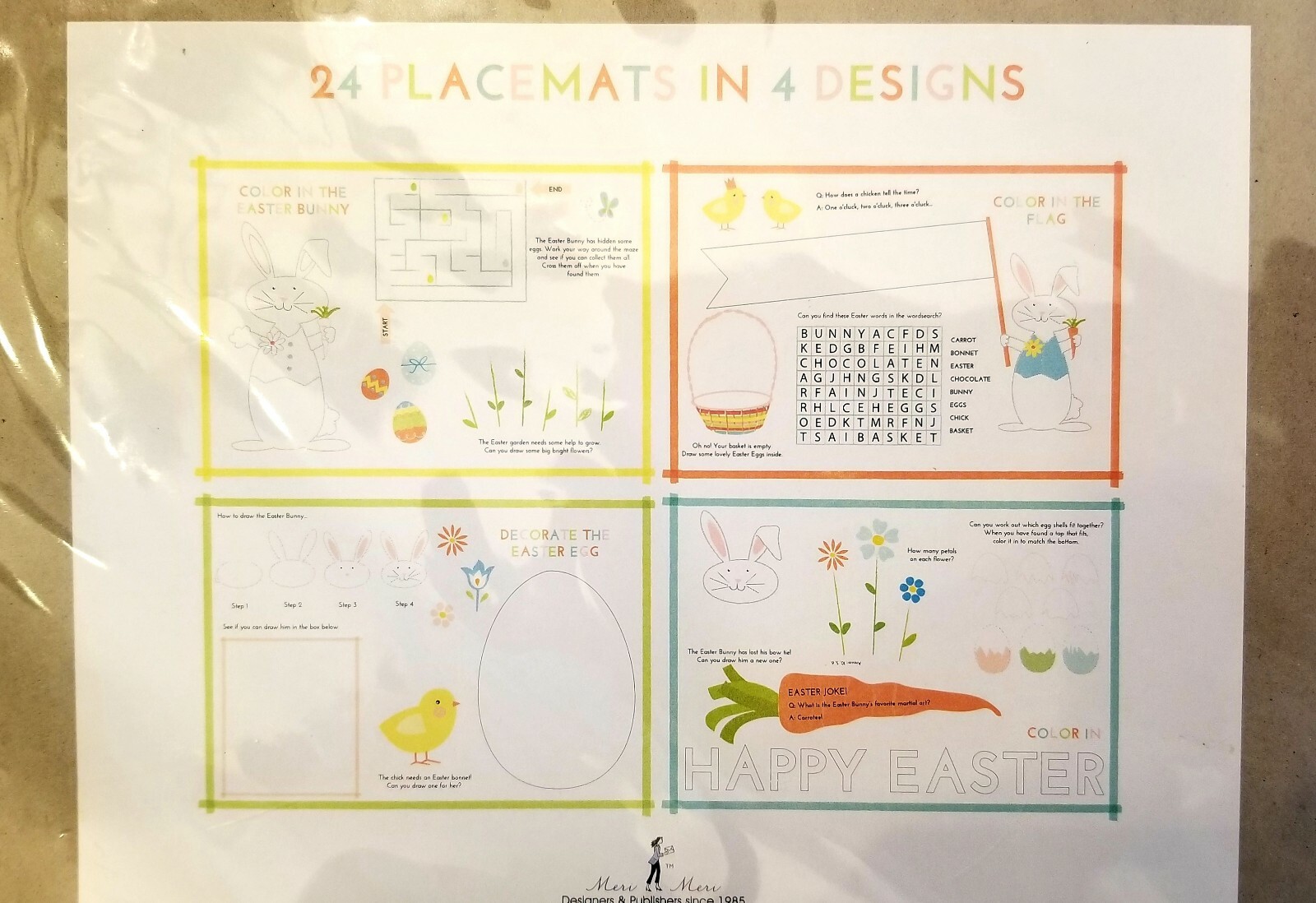 NIP PIER ONE IMPORTS Easter Activity Placemats 24 placemats/4 designs per pack.