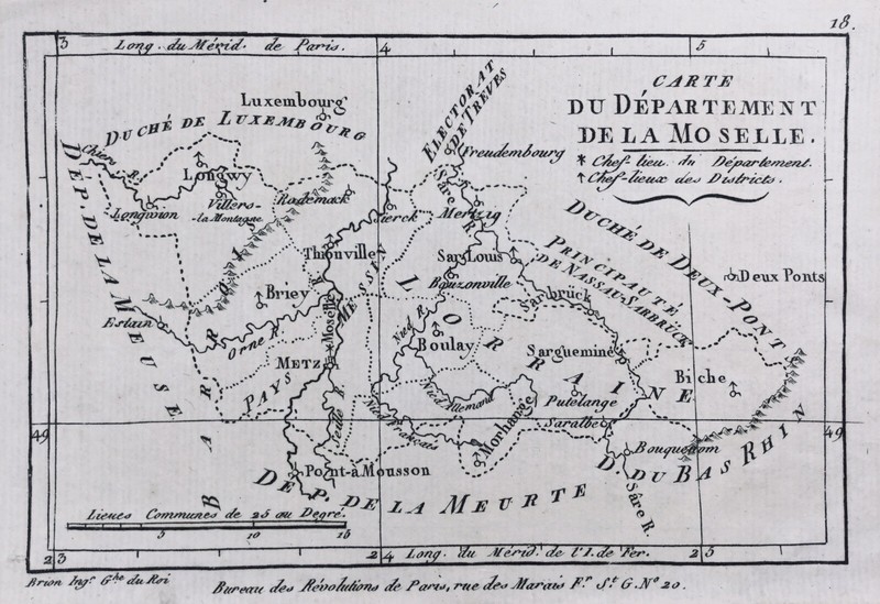 Moselle 1791 Rodemack Sarralbe Puttelange Briey Sarreguemines Bitche Boulay