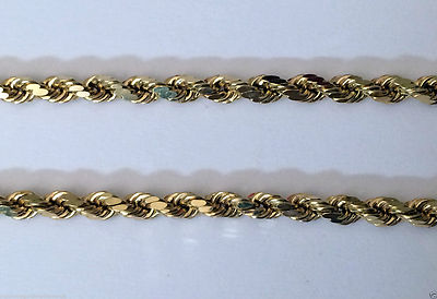 Pre-owned Rope Chain Real Men Women 14k Yellow Gold Chain Hollow Rope Necklace 4mm 18" 18 Inch Hallow