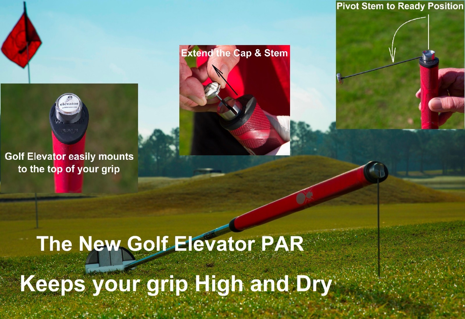 Golf Elevator PAR golf club stand.golf club prop.putter prop.Keep grip Clean&Dry