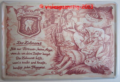 Blechschild Schild 20x30 cm Zunftschild Zahnarzt Beruf Zahn Arzt Mund