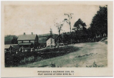 Laminated Reproduction Postcard Adamsburg PA Play Ground At Edna Mine No. 1